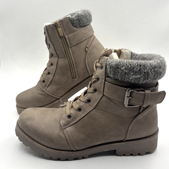 Lamo Shoes - Apres by LAMO Kit Winter Combat Hiker Boots Women's Brown Faux Fur AW1765 Size 8